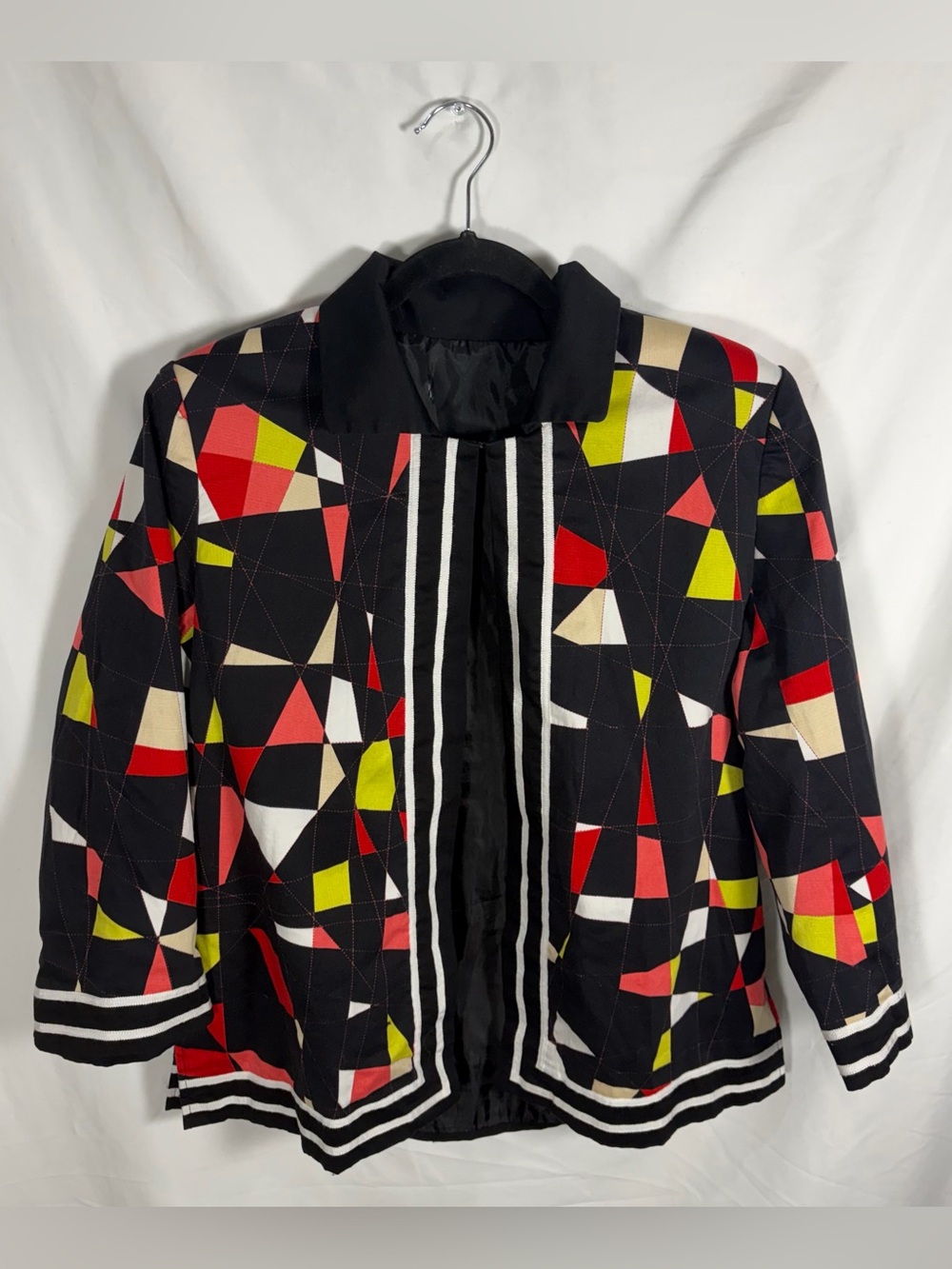 VINTAGE Victor Costa Occasions Open-Front Blazer Geometric 3/4 Sleeve Size L - Picture 3 of 9
